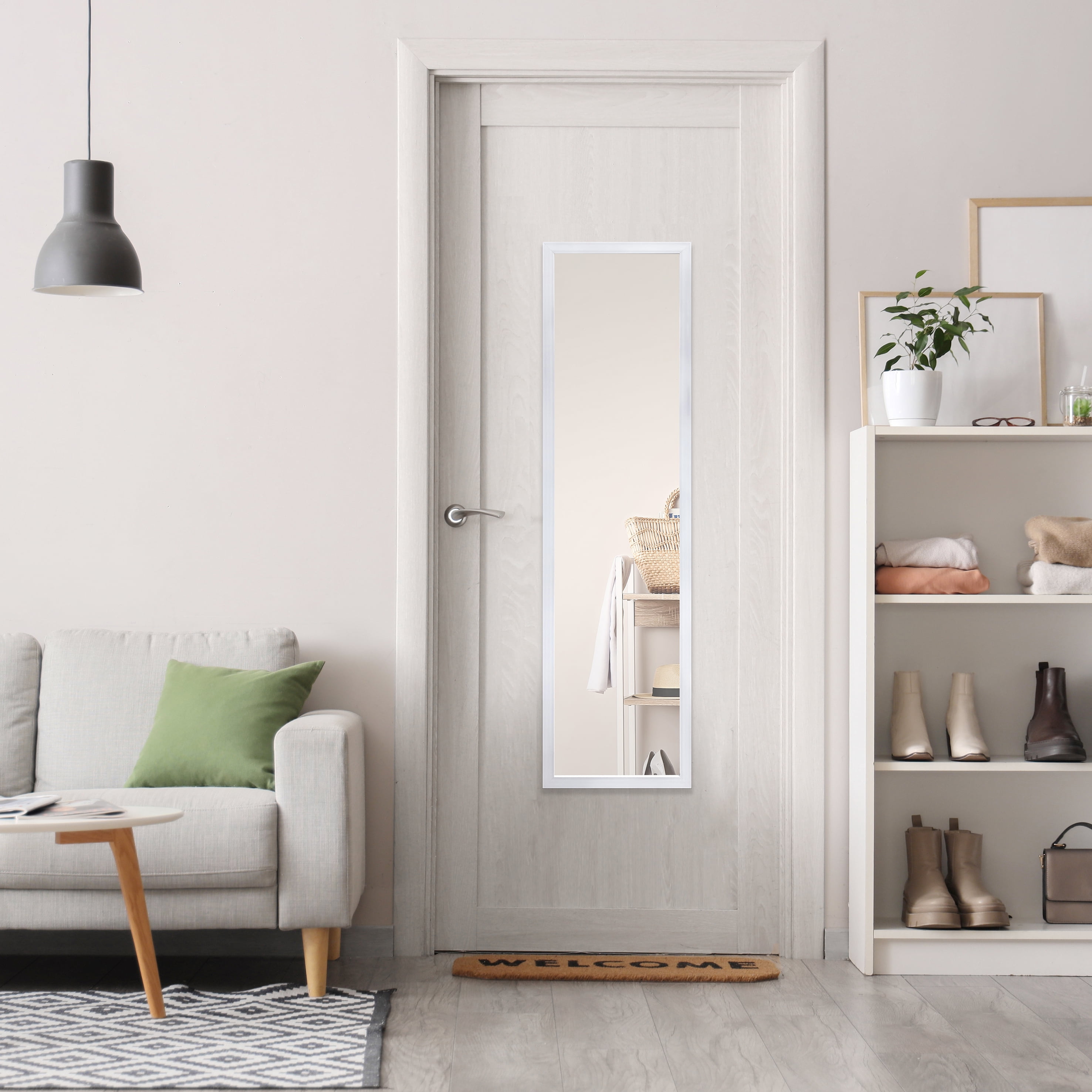 Mainstays 13.5 x 49.5 Inch White Rectangular Large Wall Mirror for Bathroom Living Room