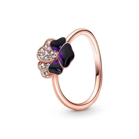 Pandora #180764C01-50 Deep Purple Pansy Flower Ring Size 5**RETIRED**