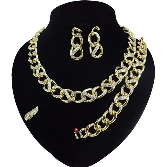 JoeytheJewelryNY HUGS &KISSES Cuban link set icedcut gold Plated #101
