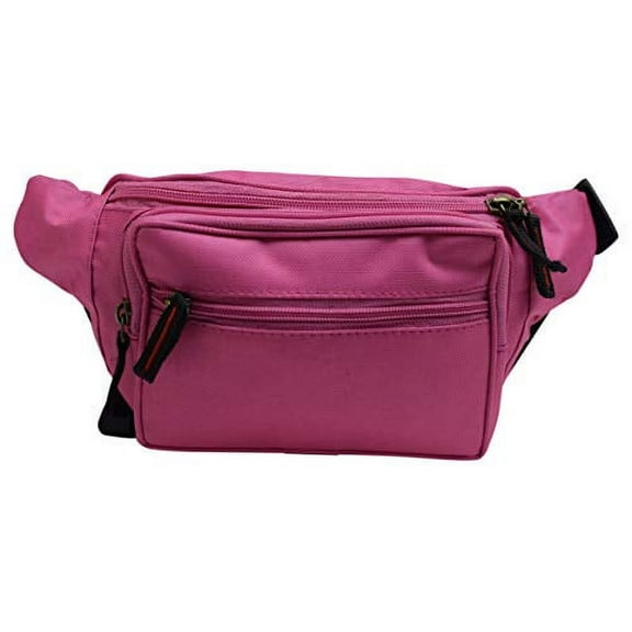 Pink Nylon Waist Fanny Pack Belt Bag Pouch Travel Hiking Camping Hip Purse Men Women