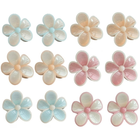 12 Pcs Hair Clips, Candy Colored Claw Clips for Women, Trendy Beach Essentials, Floral Design, Ideal Teen Girl Gifts in Summer, Stylish and Long-lasting Hair Accessories