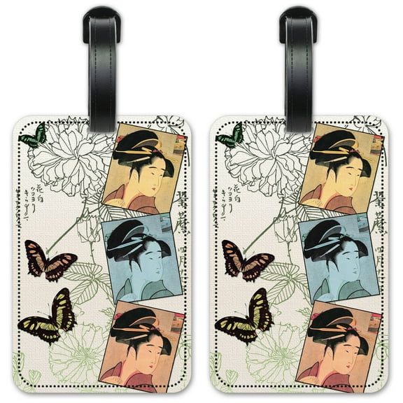 Three Geishas - Luggage ID Tags / Suitcase Identification Cards - Set of 2