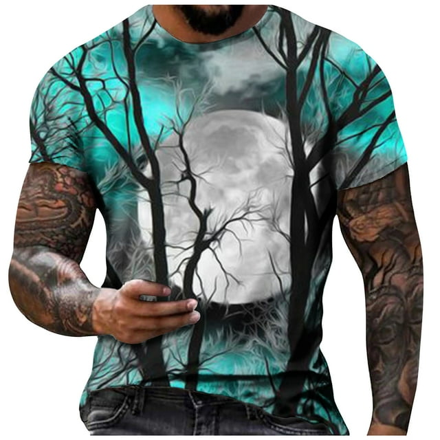 Cameland T-Shirt à Manches Courtes pour Hommes, Mode Décontractée, Col Rond, Imprimé