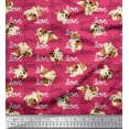 thumbnail image 1 of Soimoi Rayon Crepe Fabric Love Text & Puppies Dog Print Sewing Fabric Yard 46 Inch Wide, 1 of 3