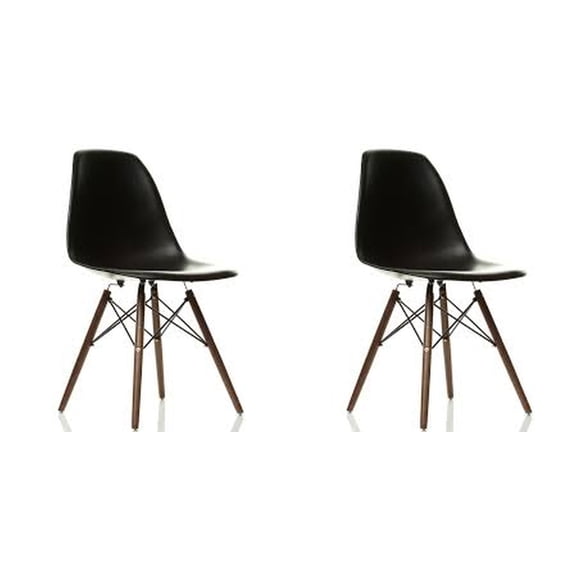 Eiffel Dining Chair with Wood Base - Black