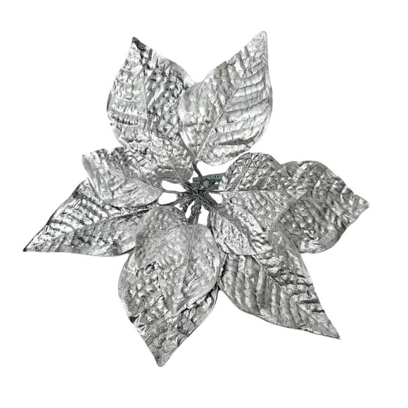 Holiday Time Silver Poinsettia Christmas Clip Ornament, 11 in, .56 oz