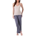 thumbnail image 2 of Camiseta sin mangas de mujer Inspire Chic, con escote en V, tirantes de espagueti, parte superior de pijama L color beige, 2 of 6
