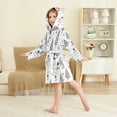 thumbnail image 4 of FORMRS Niños Bathrobe Unisex Hooded Robe Soft Plush Pajamas Sleepwear, Size 7-9T, Black Cartoon Snowmen, 4 of 7