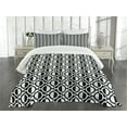 thumbnail image 3 of Ambesonne Black and White Quilted Bedspread Set 3 Pcs, Lattice Pattern, Queen Size, Black White, 3 of 5