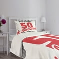 thumbnail image 3 of Ambesonne 50th Birthday Quilted Bedspread Set 2 Pcs, 50 Years Warm Colors, Twin Size, Red Black White, 3 of 5