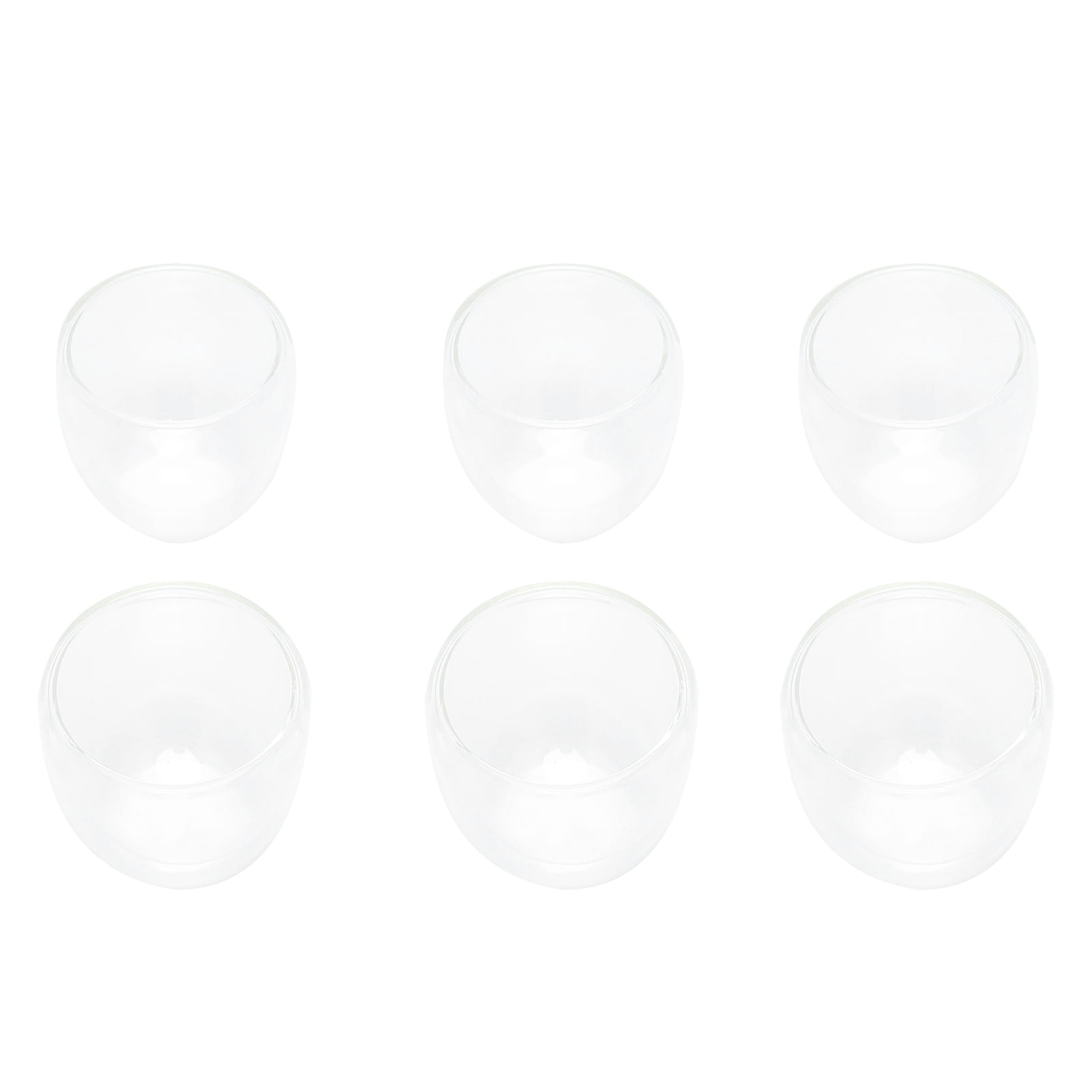 Suodoka 6-Piece 100ml / 3.4oz Double Wall Insulated Coffee Cups, Transparent Heat-Resistant Borosilicate Glass Mugs for Espresso, Tea, Milk, and Beverages