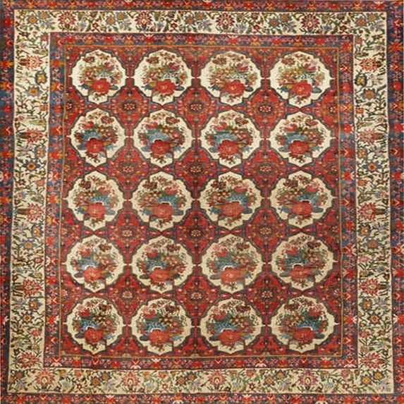 Ahgly Company Indoor Square Traditional Fire Brick Red Persian Area Rugs, 6' Square