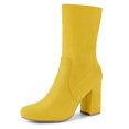 thumbnail image 1 of Botines Elásticos Plegable Talón De Bloque Para Mujeres Amarillo 36, 1 of 6