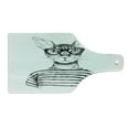 thumbnail image 2 of Cat Cutting Board, Hand Drawn Dressed up Hipster New Age Cat Fashion Urban Free Art Print, Decorative Tempered Glass Cutting and Serving Board, Wine Bottle Shape, Black White, by Ambesonne, 2 of 5