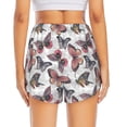 thumbnail image 3 of Picia Vintage Butterflies Pattern Women's 2 in 1 Athletic Running Shorts High Waisted Workout Casual Gym Sweat Shorts with Comfy Liner Zipper Pockets-Large, 3 of 9