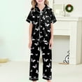 thumbnail image 3 of Girls Pajamas 3 Piece Set Button-Down Pjs Short Sleeve Top Shorts & Long Pants Cute Patterns Valentine's Day Pajama Sets Nightwear Loungewear for 4t-15years Sleepwear for Ages 5-14, 3 of 5