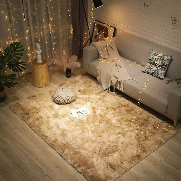 MesaSe Shaggy Floor Rugs Variegated Tie-Dyed Gradient Color Carpet Fluffy Bedroom Rug