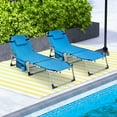 thumbnail image 5 of Costway Outdoor Folding Chaise 5-Position Lounge Chair with Face Hole &Adjustable Footrest Blue, 5 of 10