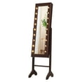 thumbnail image 2 of Gymax Jewelry Organizer Vanity Box with Full Length Mirror and 18 LED Lights, Brown, 2 of 6