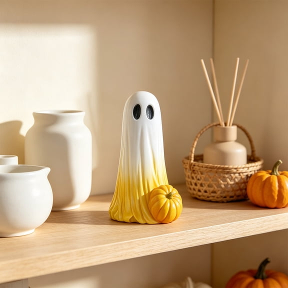 Miwamany Gradient Color Resin Ghost Figurine, Cute Spooky Halloween Tabletop Statue, Waterproof Durable Mini Ornament for Mantel Shelf Desk Party Fall Festival Home Layout