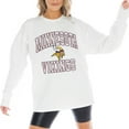 thumbnail image 3 of Women's Gameday Couture White Minnesota Vikings Mind Games Oversized Long Sleeve T-Shirt, 3 of 5