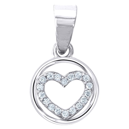 925 Sterling Silver Womens Cubic Zirconia Heart Charm Pendant for Women