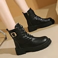 thumbnail image 6 of Hinvhai Women Ankle Boots Lace Up Buckle Strap Bootie Round Toe Work Booties Short Boot for Casual or formal Wear Black 8.5(41), 6 of 9