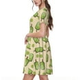 thumbnail image 2 of Uemuo Kiwi Ice Cream Print Womens Summer Dress Casual Swing Short Sleeve Sundresses Beach A-line Shift Dress, 2 of 6