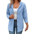 thumbnail image 3 of Bxsruta Womens Hooded Cardigan Button Down Quilted Sweaters Long Sleeve Casual Outerwear, 3 of 7