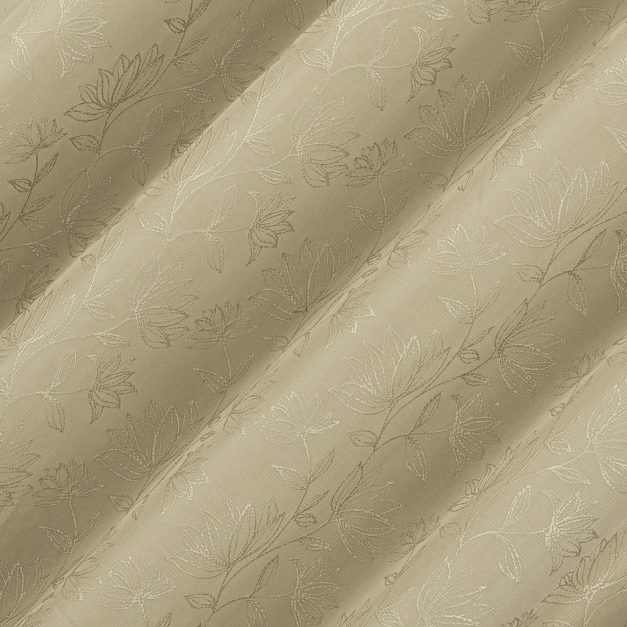 Sun Zero Bronte Floral Jacquard 100% Blackout Rod Pocket Curtain Panel, 50"W X 63"L, Taupe