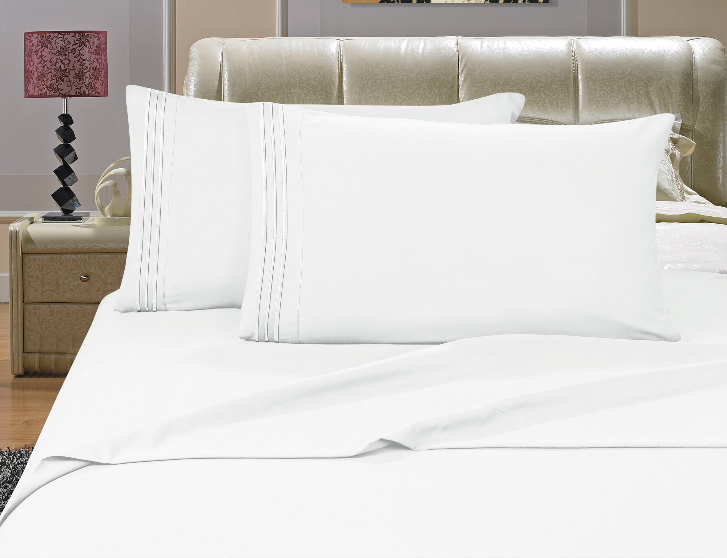 1500 THREAD COUNT EGYPTIAN COTTON PREMIUM BED SHEET SET WHITE SOLID ALL SIZES 
