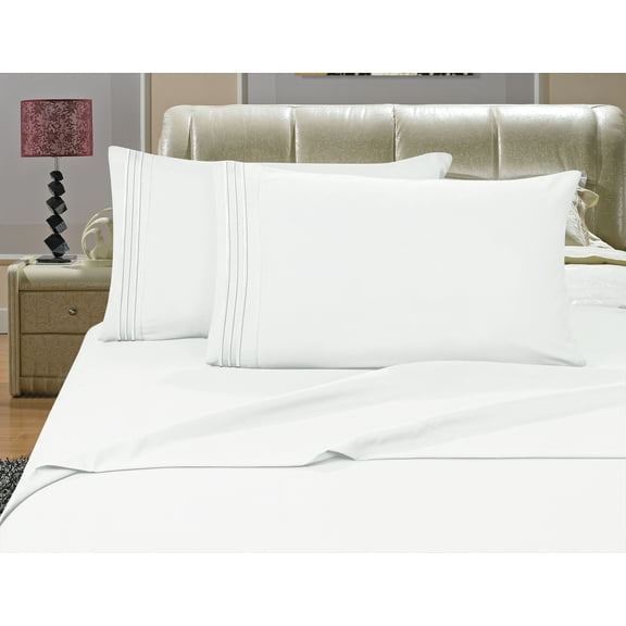 Elegant Comfort? 1500 Series t Egyptian Quality Microfiber Deep Pocket Bedroom Sheet Set, Queen White