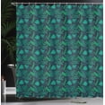 thumbnail image 4 of Ambesonne Tropical Shower Curtain, Leaves Hibiscus Plumeria, 69"Wx75"L, Indigo Jade Green, 4 of 5