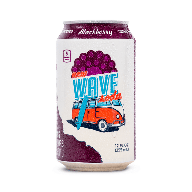Wave Soda Politely Caffeinated Healthy Soda Blackberry 24 Count