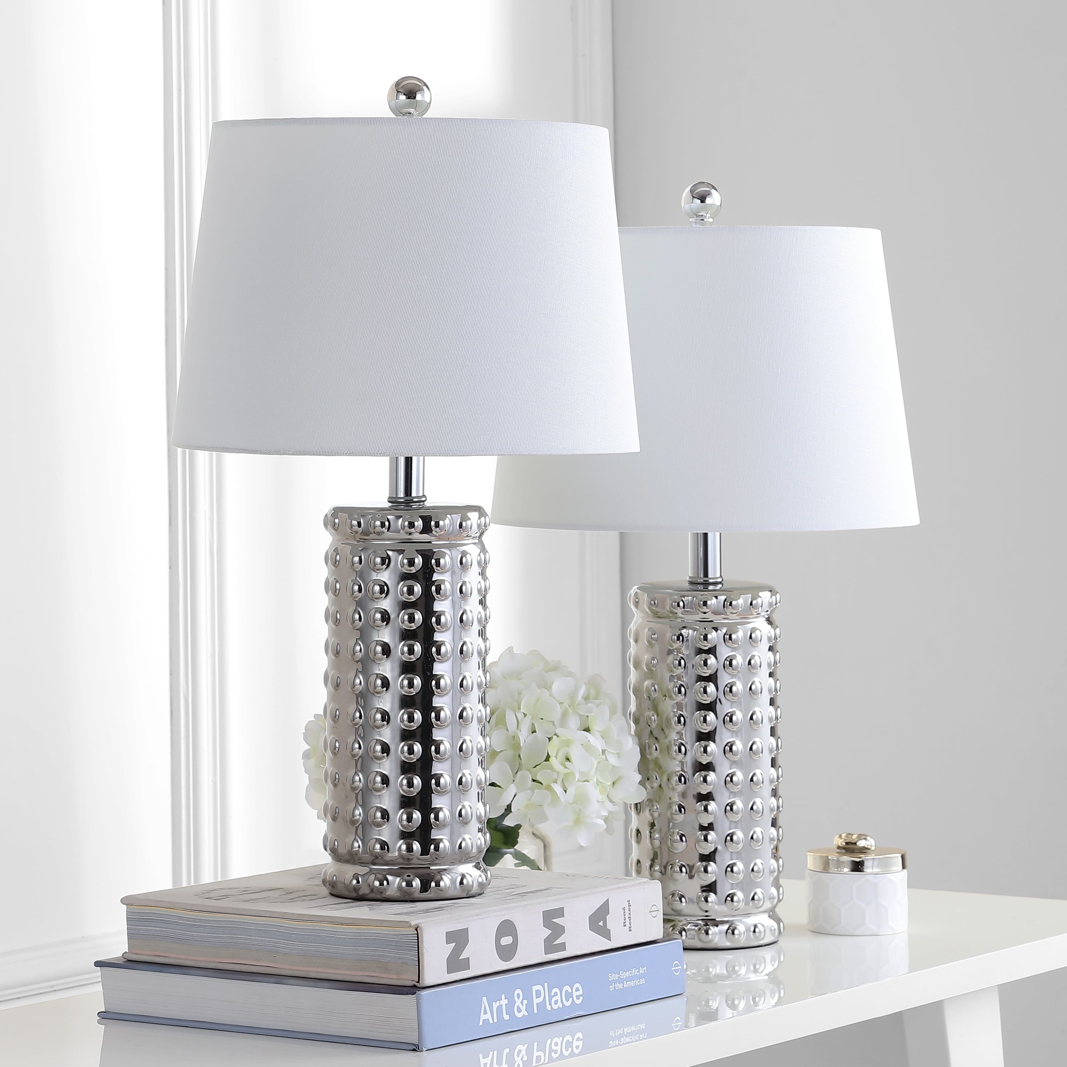 Safavieh Harlee Modern Glam 22.5 in. H Table Lamp, Chrome, Set of 2