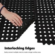 Ktaxon 36 x 36 Rubber Floor Mat with Drainage Holes, Anti-Fatigue Non-Slip Drainage Mat Entry Door Mat for Kitchen Restaurant, Black