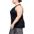 thumbnail image 2 of Under Armour Womens Solid Sleeveless Tech Tank Black 001/Metallic Silver 1X, 2 of 8