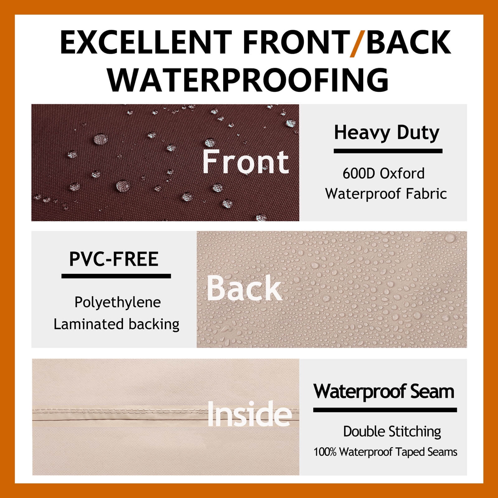 Flexiyard 104"x83" Patio Furniture Cover, Heavy Duty Waterproof 600D