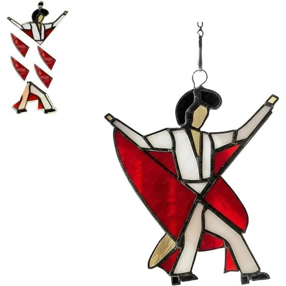 Dancing King Pattern Handmade Stained Glass Spinner, Kinetic Acrylic Hanging Decor, Self-Assembly Boho Hanging Decor for Window, Garden, Porch, or Unique Art Gift (1Pcs)
