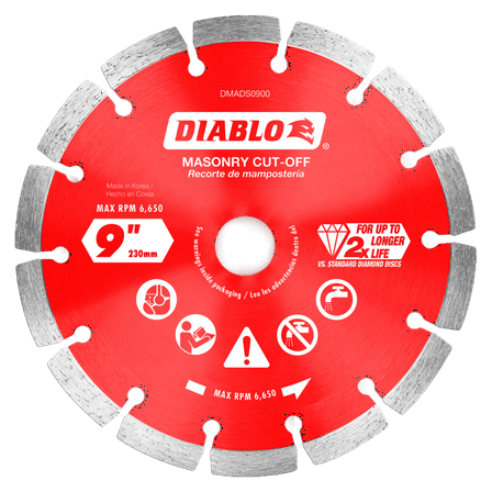 Diablo DMADS0900 9 in. Diamond Segmented Cut-Off Discs for Masonry
