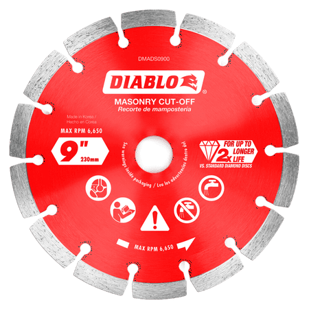 UPC: 0008925155164 | Diablo DMADS0900 9 in. Diamond Segmented Cut-Off Discs for Masonry