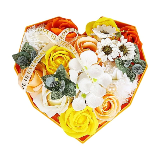 Portable Soap Flower Box Perfect Gifts Cream Heart-shape Decorative Flower Gift Box for Festival