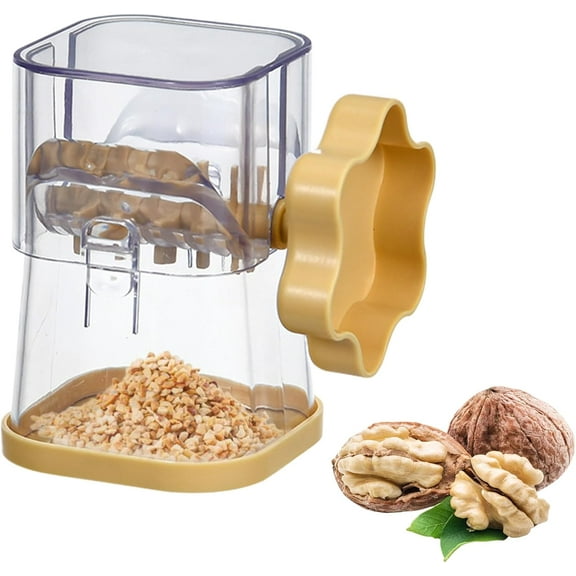 Manual Nut Grinder: Portable Nut Chopper Manual Hand Crank, Food Chopper Nut Crusher for Almonds Hazelnuts Pecans Peanut Walnut Chocolate and More (Yellow)