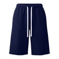 thumbnail image 2 of Bermuda Shorts for Men Under Knee Baggy Sweat Shorts 2026 Fleece Cotton Y2k Shorts Casual Shorts Hem Gym Shorts with Pockets Dark Blue 2XL, 2 of 6