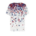 thumbnail image 5 of Memorial Day Blouse for Women American Flag Womens Shirts Women Red White and Blue Shirts Womens Memorial Day Shirts Women's Casual Gradient Short-Sleeved V-Neck Top Blouse, 5 of 5