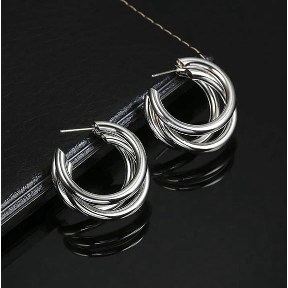RubyLee Elegance Twisted Hoop Fashion Earrings, Stainless Steel, (Includes Jewelry Pouch), 2 in, 2 Count Per Pack