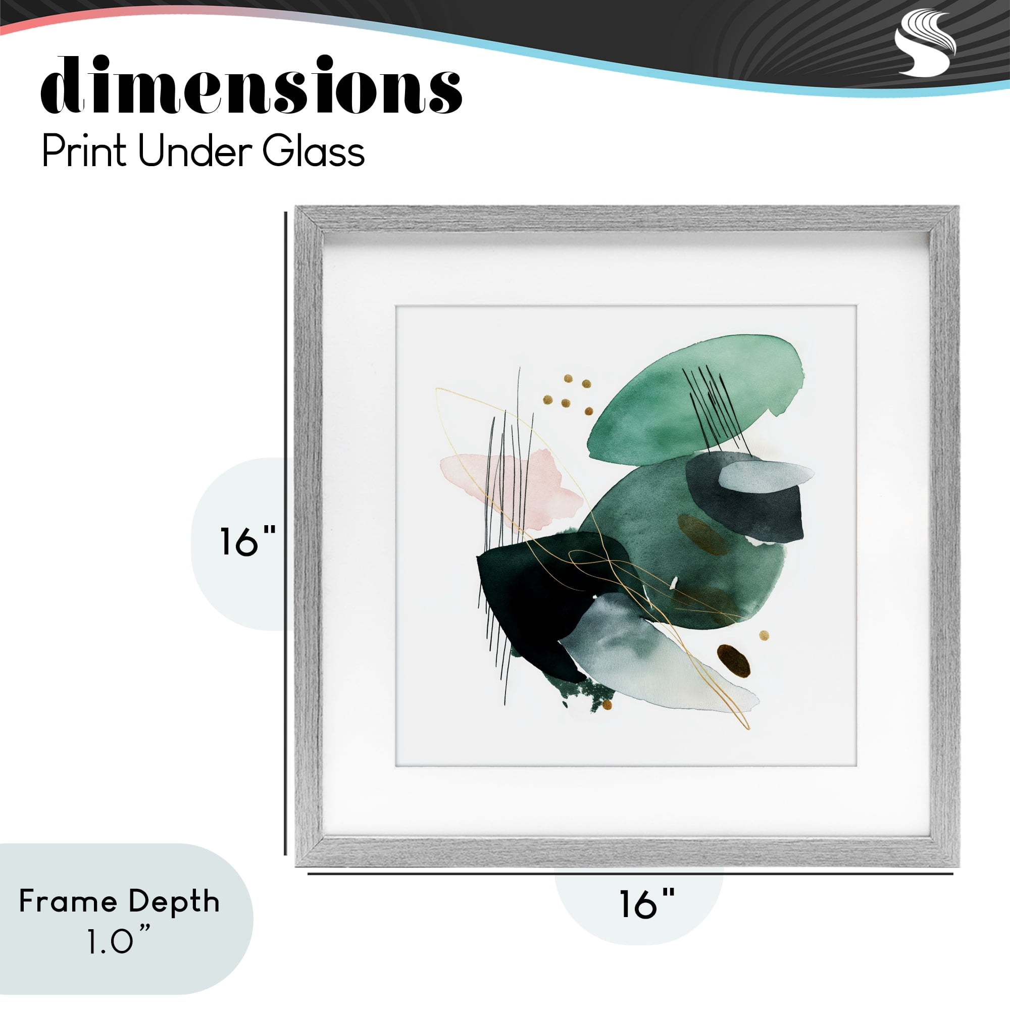 Stupell Industries Verdant Horizon Shapes Gray Framed Print Under Glass, design by Svetlana Aleynikova