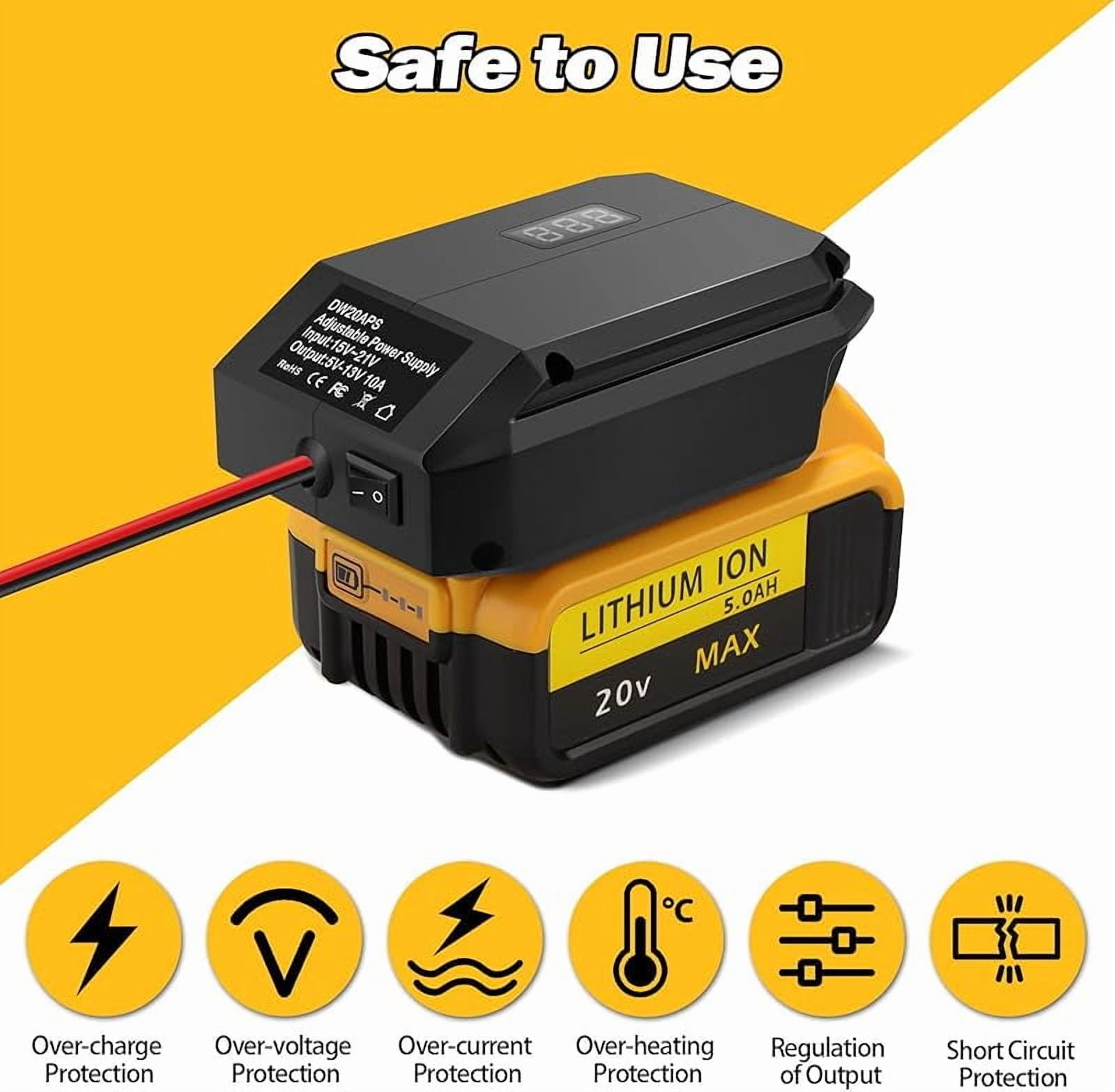 Step Down Converter for De*walt 20V to12V Power Wheels Battery Adapter&Cigarette Lighter Adapter,DC 12V(5-13V) Buck Converter Regulator, Power Wheel Adapter for All Car Appliances