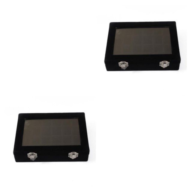 ZheElen Elegant And Exquisite Jewellery Display Box Large Capacity Well Organized ABS Jewellery Display Stand Ring Display Box black 2Set