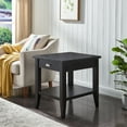 thumbnail image 2 of Leick Home Laurent Solid Wood End Table with Drawer and Shelf, Black, 2 of 18
